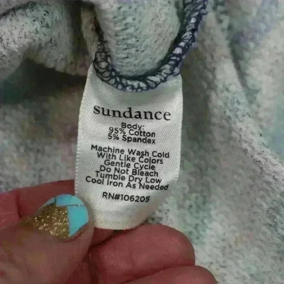 SUNDANCE Thermal Paisley Quarter Sleeve Velvet Detail Button Cuff Women Pet Med - Picture 6 of 9